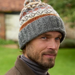 Gorro de punto Fair Isle para hombre - 100 % lana / Pachamama