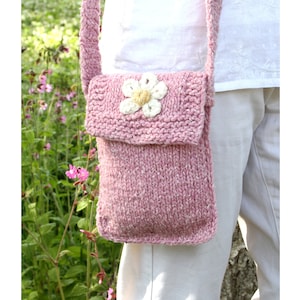 Sac à fleurs en tricot - Sac à bandoulière - Vêtements éthiques - Mélange de coton et de laine, Fleur au crochet, Vêtements vintage - |à déterminer