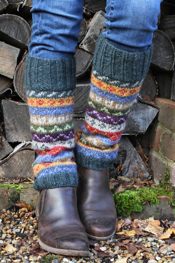 Wool Leg Warmers 100% Wool Hand Knit Ethical Clothing Fair Trade Unlined  Fair-isle Legwarmers Pachamama -  Canada
