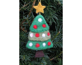 Décoration de sapin de Noël feutrée à la main, 100 % laine, décoration de sapin à suspendre, commerce équitable, design festif mignon.