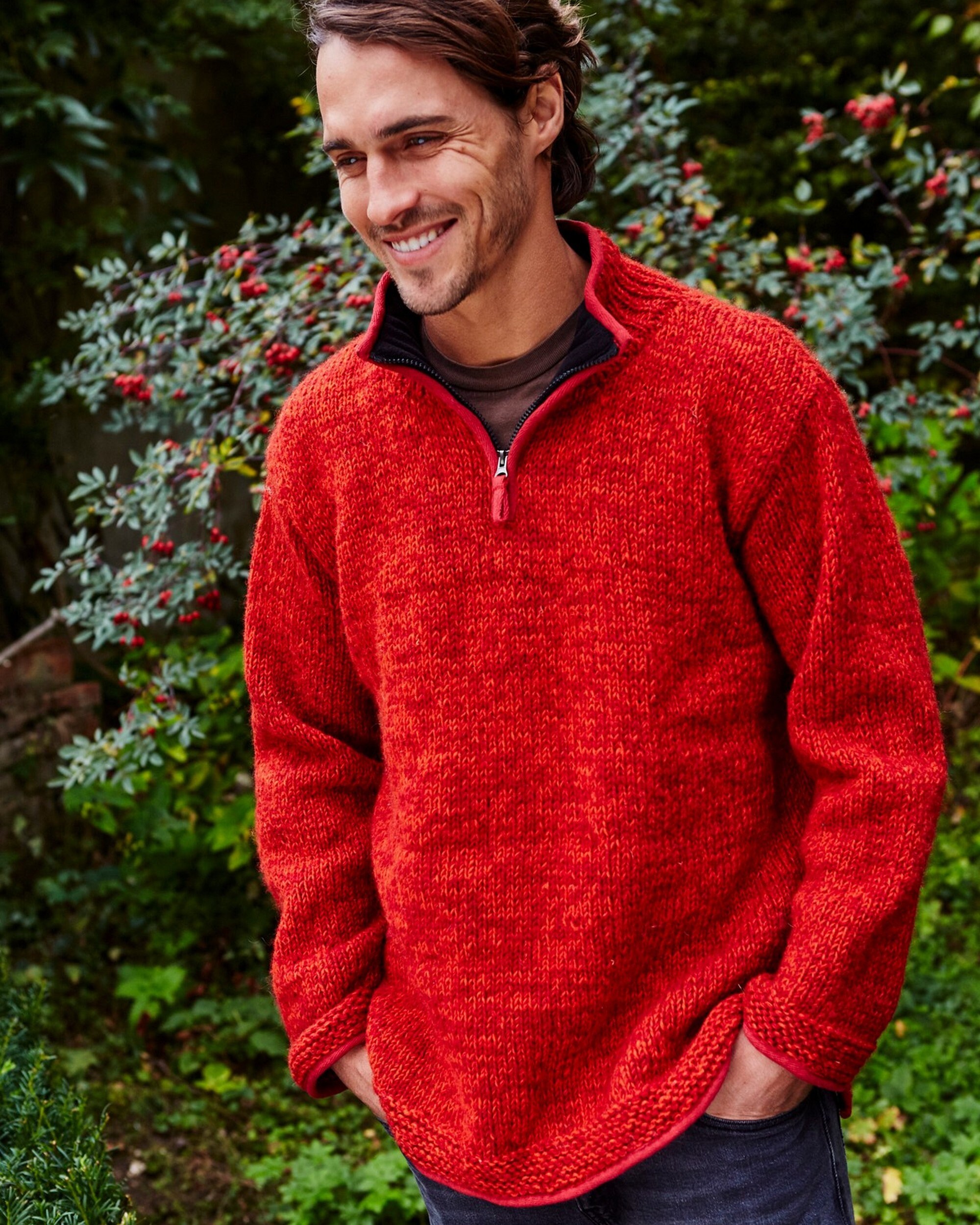 Mens red half zip sweater cheap