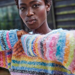 Women's Mohair Rainbow Knit Sweater Multicoloured Jumper Pastel Rainbow Pullover Handmade Super Soft Jumper Fair Trade Pachamama image 9