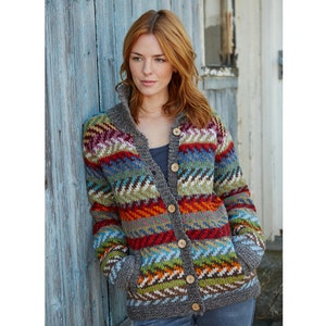 Womens Wool Cardigan - Winter Cardigan - 100% Wool - Ethical Clothing - Unlined - Hand Knit cardigan - Fair-isle design - Pachamama