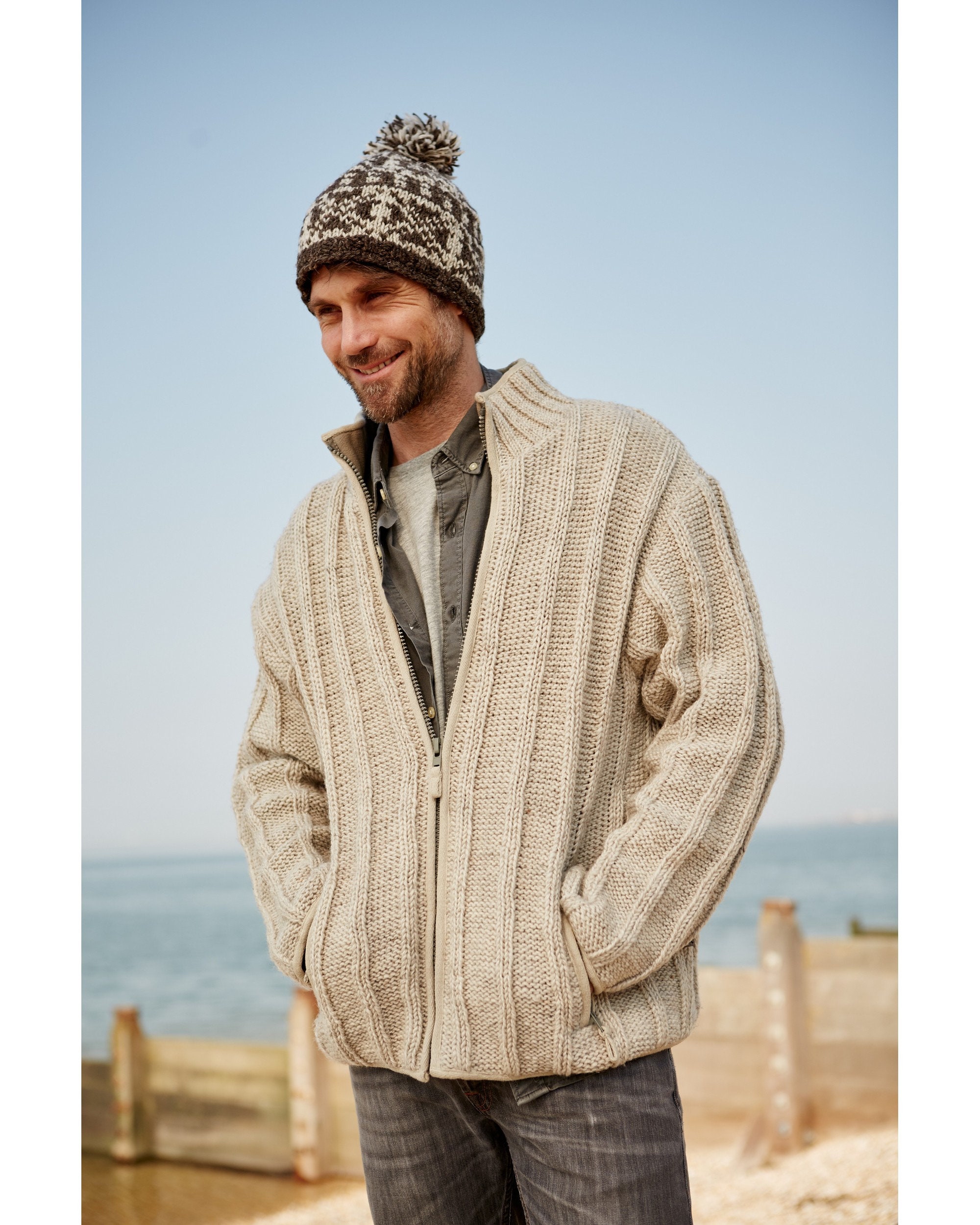 Mens cream wool jacket Clearance