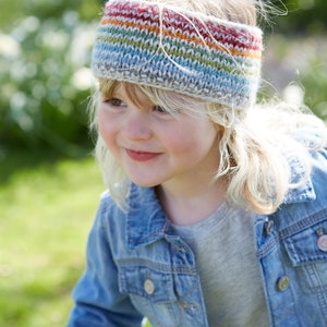 Kid's Rainbow Wool Bobble Beanie Hat Children's Multicoloured Mittens 100% Wool Headband Fleece Lined Fair Trade Pachamama Headband