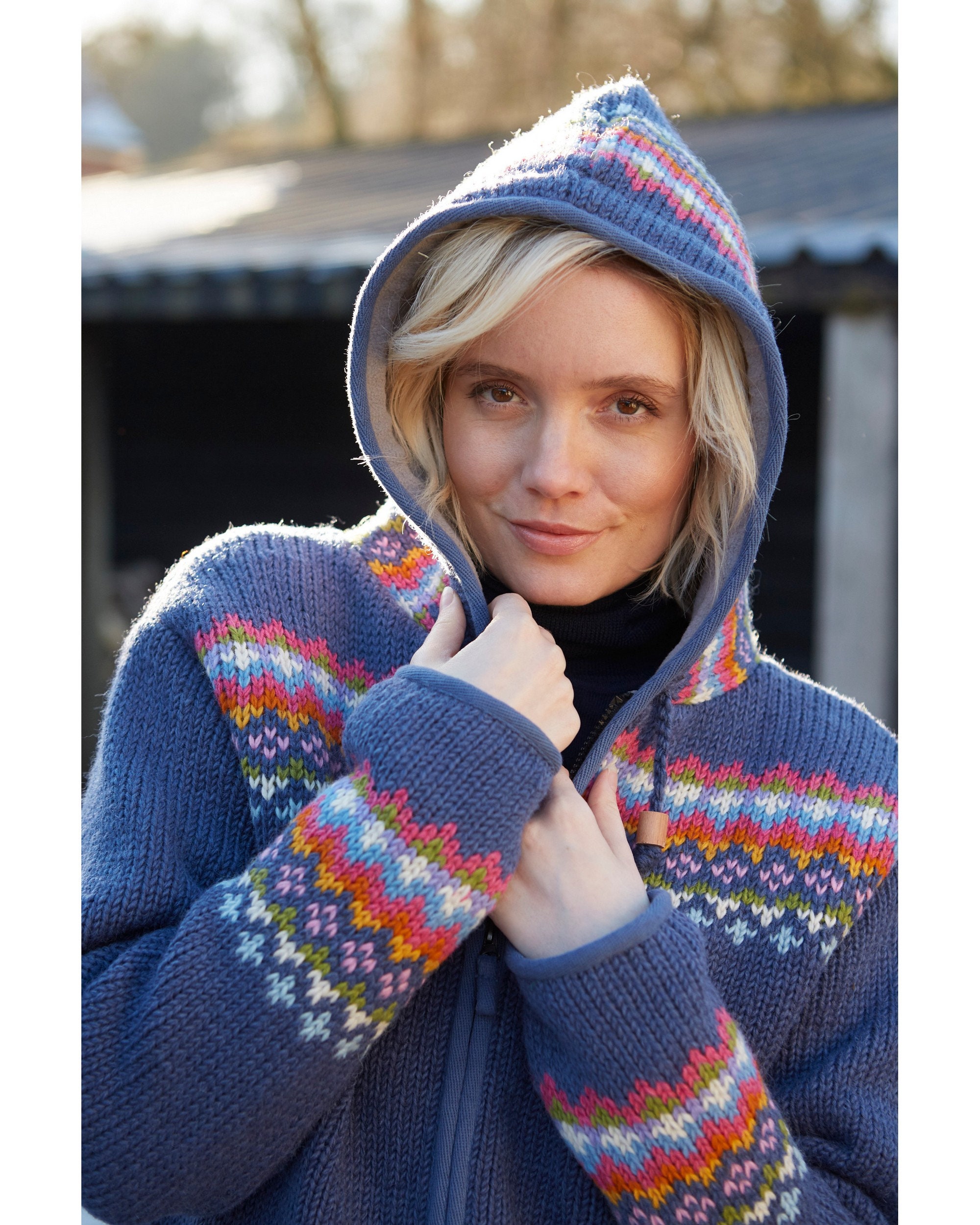 Women's Handmade Fair Isle Zip Hoody 100% Wool Fleece - Etsy