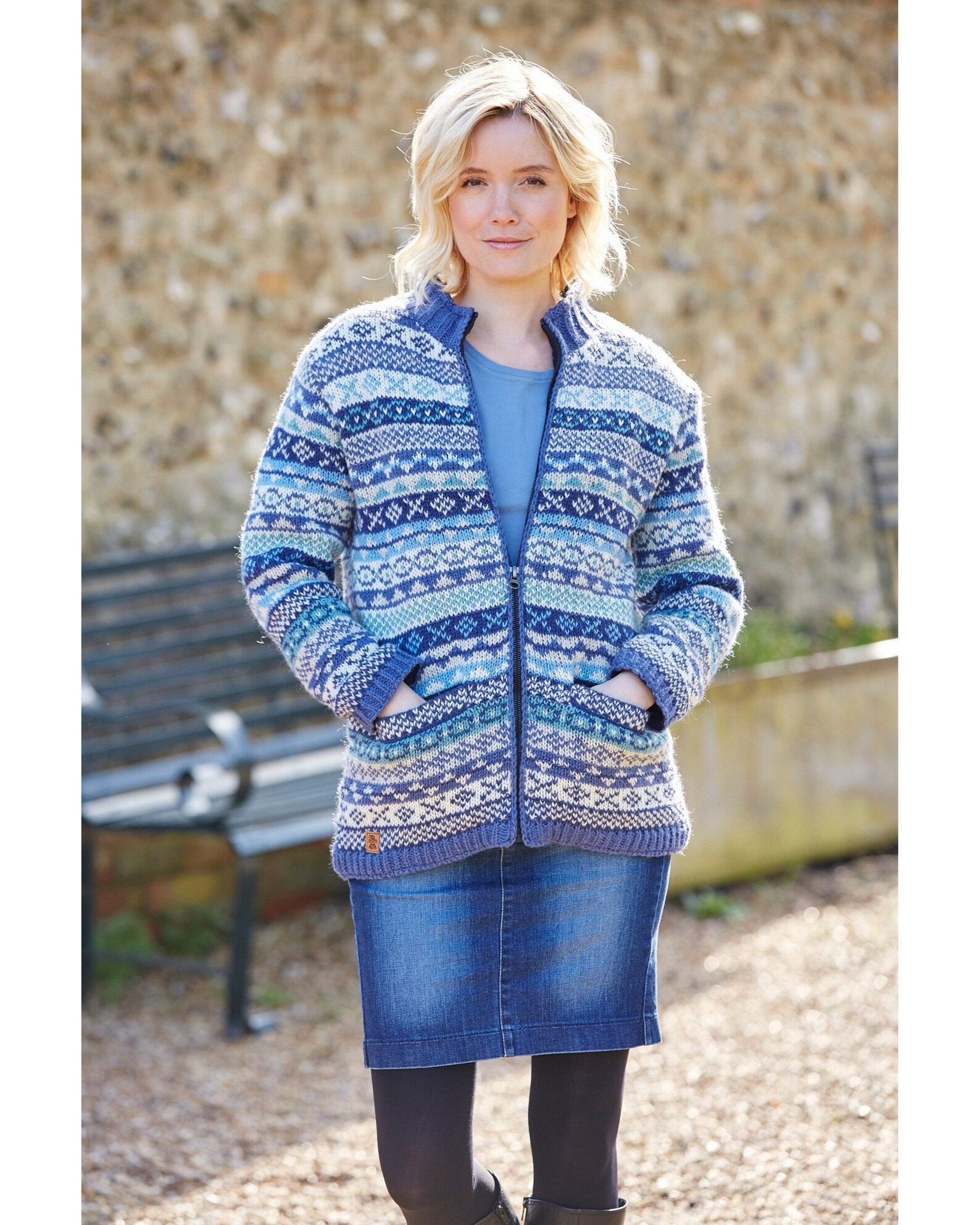 Women's Handmade Fair Isle Zip Jacket 100 Wool Fleece Etsy