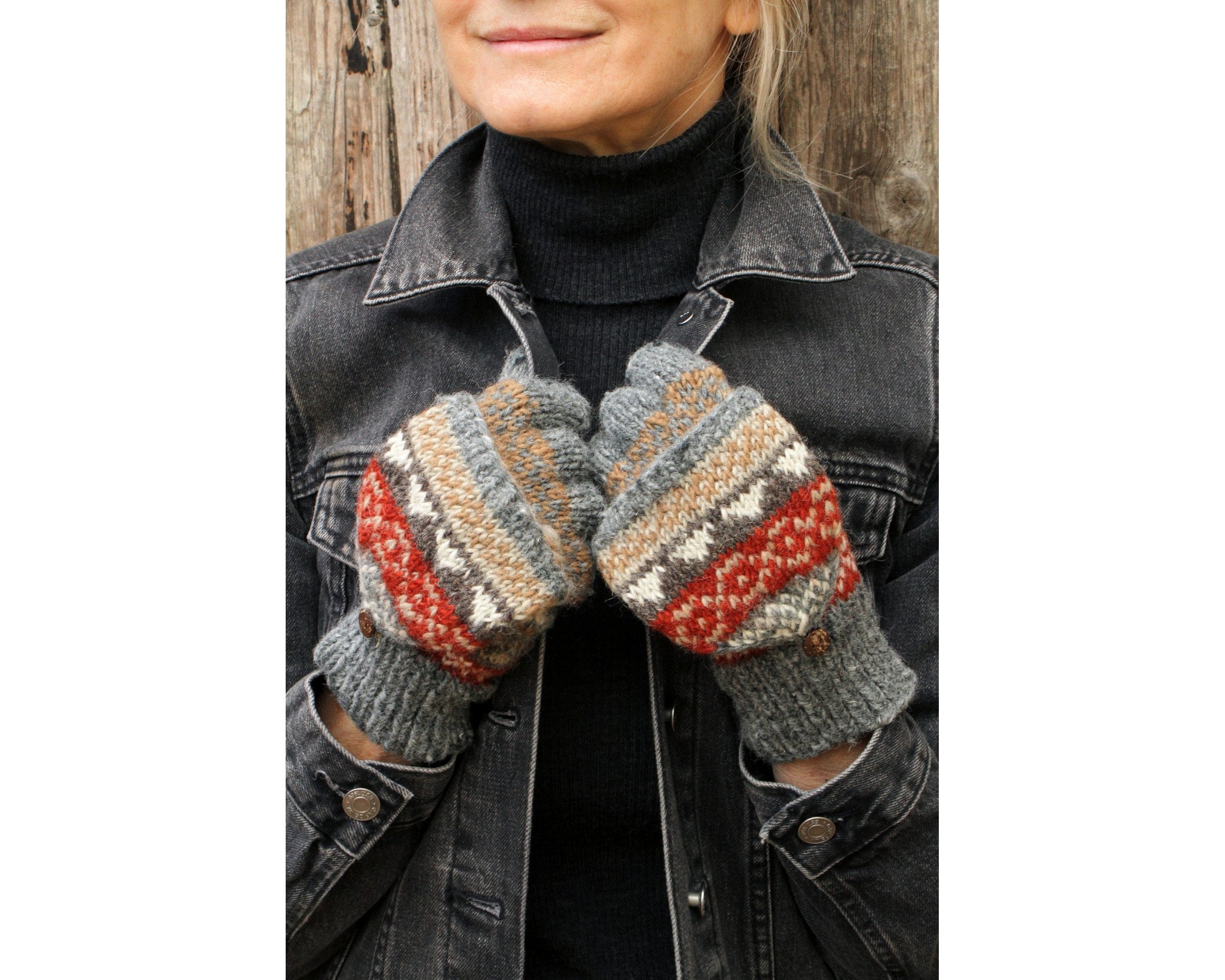 Women's Fair Isle Glove Mitts - Handmade - Fairisle Gloves