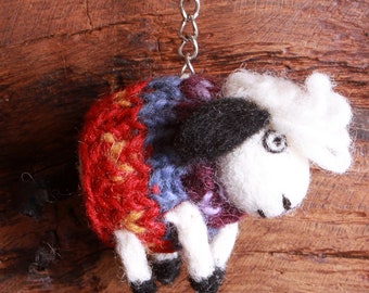 Tank Top Sheep Keyrings - Fluffy Sheep Family - Felted Friends - Sheep Keyring - Cute Sheep - 100% Wool - Animal Keyrings - Pachamama