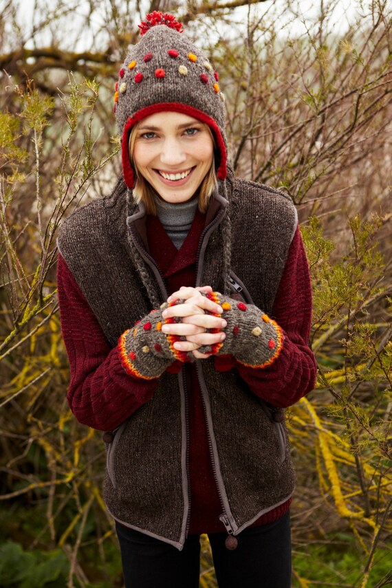 The Collection Royal Wool Fleece Lined Earflap Tassel Knit Chullo Hat Polka Dot Chullo - Knitted Chullo - Knit Ear Flap Hat  main image 4