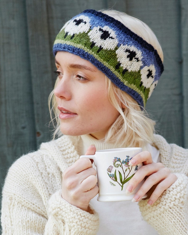 Sheep Hat Flock of Sheep Collection Roll Back Beanie Handmade Pom Pom Hat 100% Wool Winter Hat Handknitted Pachamama Headband