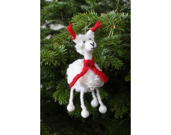 Decoración navideña de alpaca de fieltro a mano, 100% lana, adorno de árbol colgante, comercio justo, diseño animal lindo