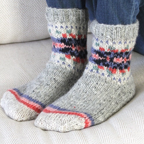 Women's Hand Knitted Sheep Sofa Socks 100% Wool Fair - Etsy