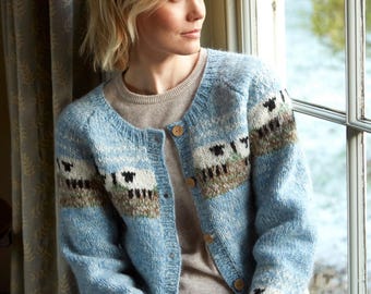 Women's Cosy Sheep Cardigan - Hand Knitted Cardigan - 100