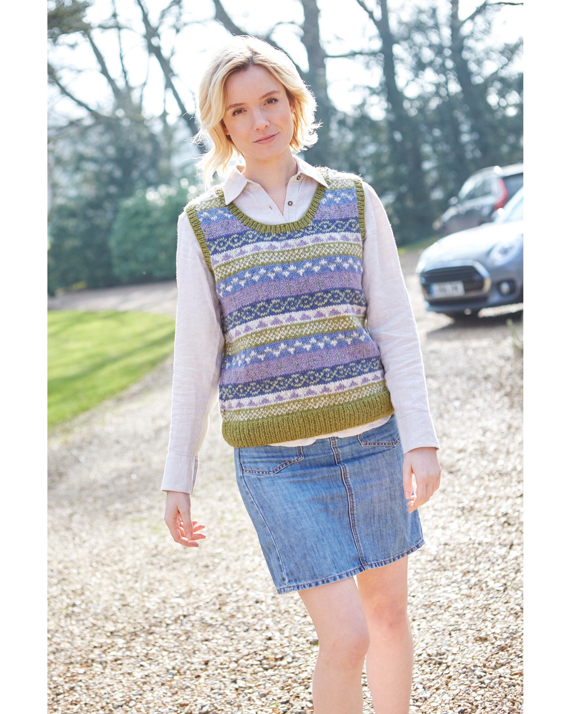 Women's Hand Knitted Fair Isle Tank Top 