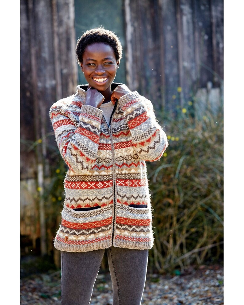 Women's Handmade Fair Isle Zip Jacket 100 Wool Fleece Etsy