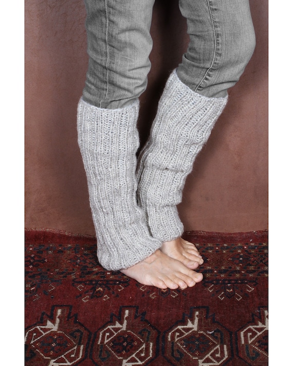 Men's and Women's Ribbed Leg Warmers Hand Knitted Boot Cuffs