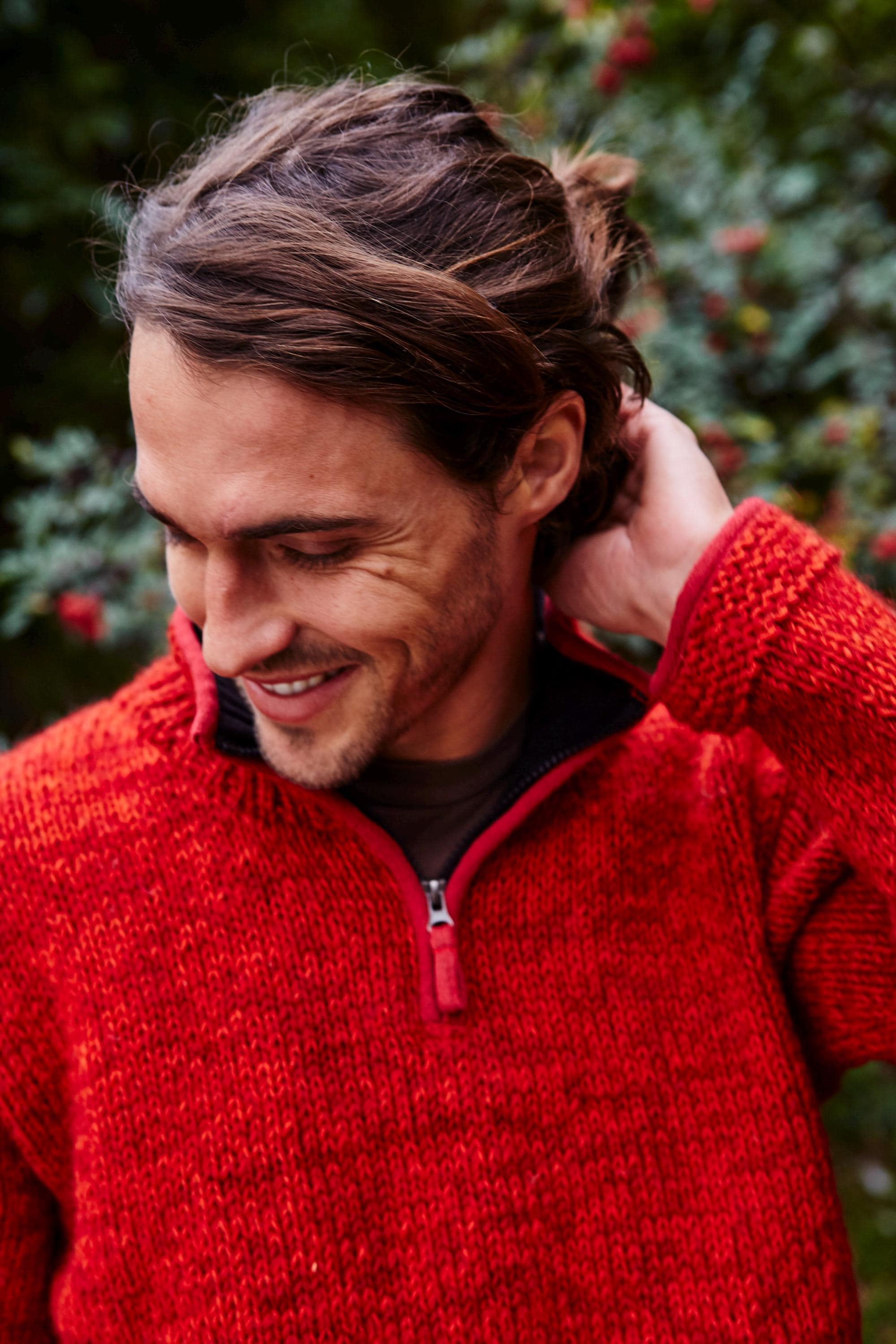 Men's Donegal Half Zip Sweater - 100% Wool Hand Made - Men's