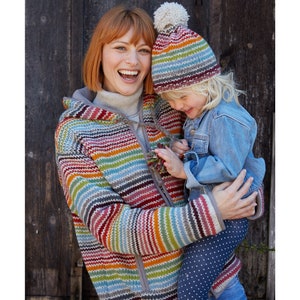 Kid's Rainbow Wool Bobble Beanie Hat Children's Multicoloured Mittens 100% Wool Headband Fleece Lined Fair Trade Pachamama image 4