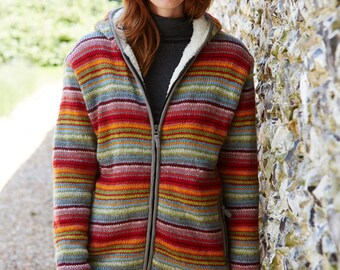 【SATIIIZ】Fedon Stripe Warmer Knit Hood Zip-up IK2EFMK681AGR_01.jpg