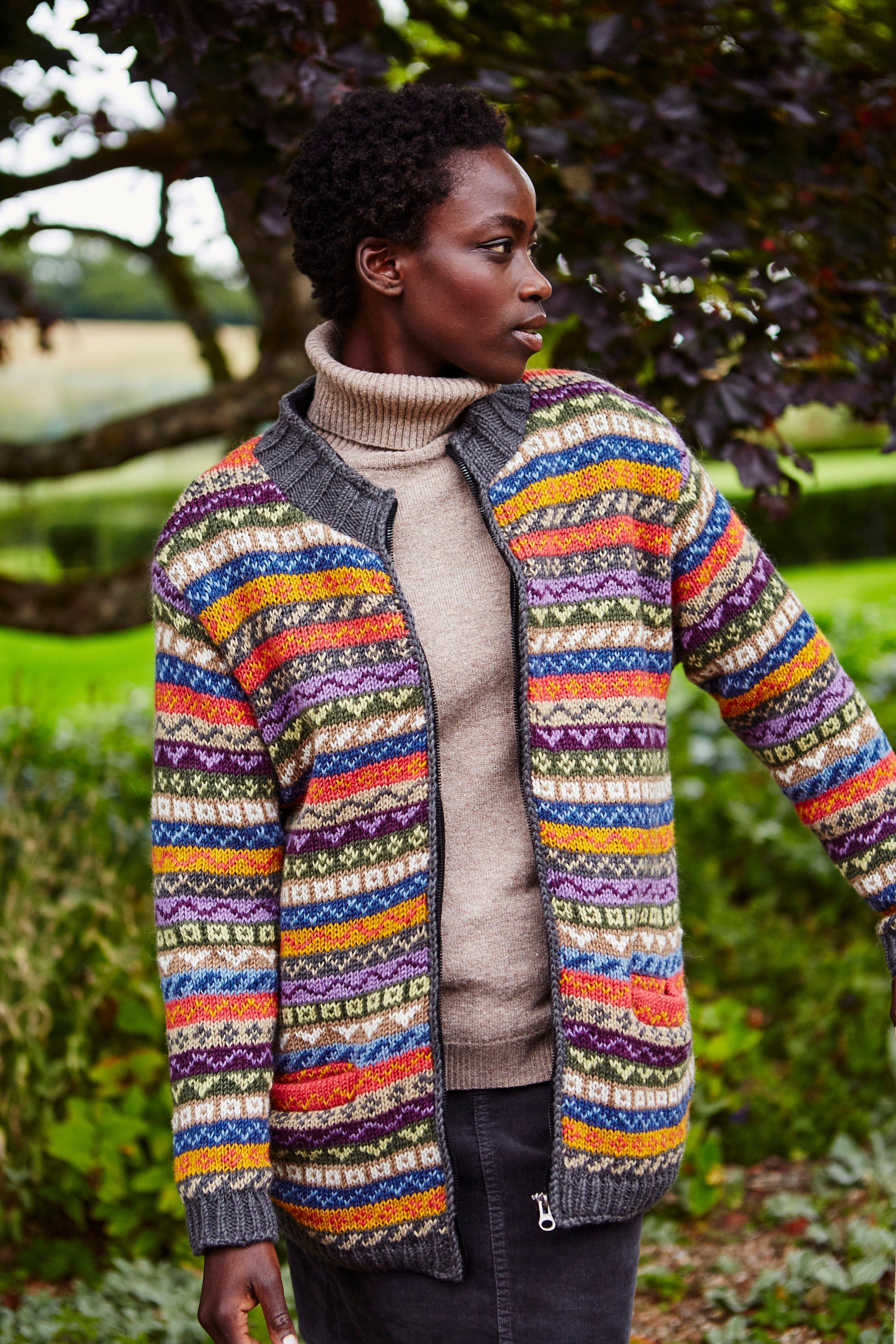 Women's Fair Isle Jacket - Knitted - Fair Isle Zip up - Knitted