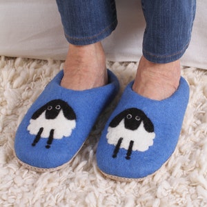 Women's Hand Felted Sheep Slippers - Spring Slippers - 100% Wool - Cosy Felt Slippers - Suede Sole - Hygge Style - Fair Trade - Pachamama