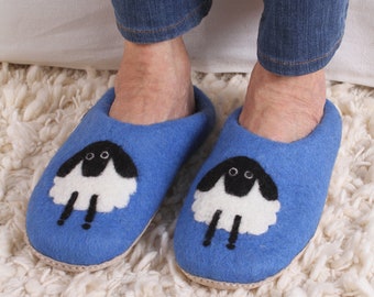 Women's Hand Felted Sheep Slippers - Spring Slippers - 100% Wool - Cosy Felt Slippers - Suede Sole - Hygge Style - Fair Trade - Pachamama