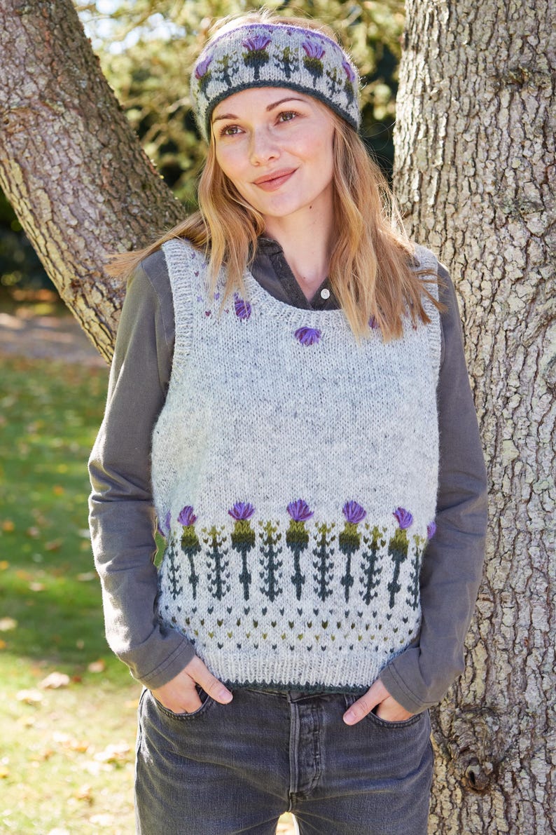 Women's Knitted Thistle Tank Top - Woollen Flower Pull Over - Embroidered - Flower Design - Sustainable Clothing - Fair Trade - Pachamama image 7