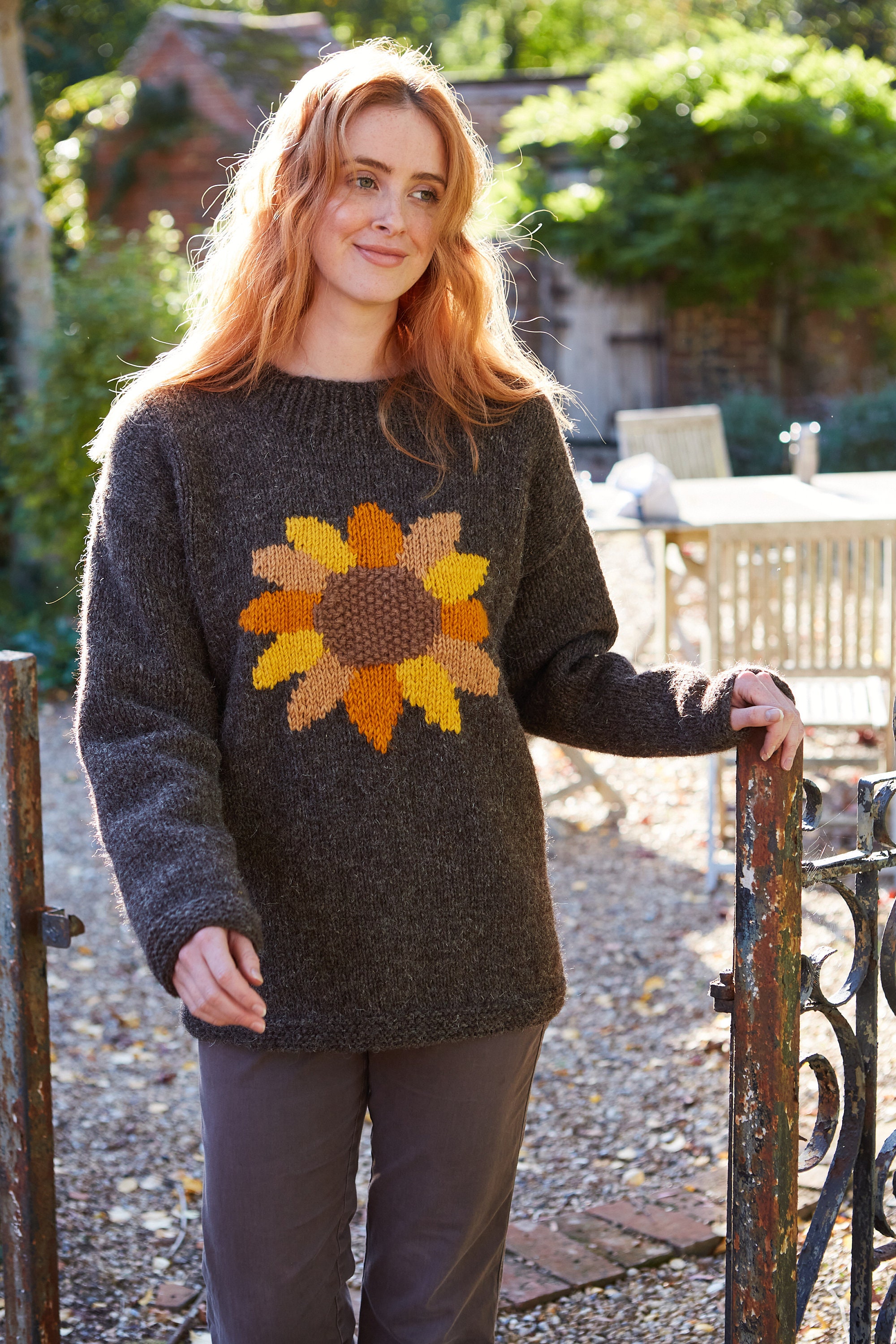 Sunflower Knitted Sweater - Floral Jumper - Autumn Pullover
