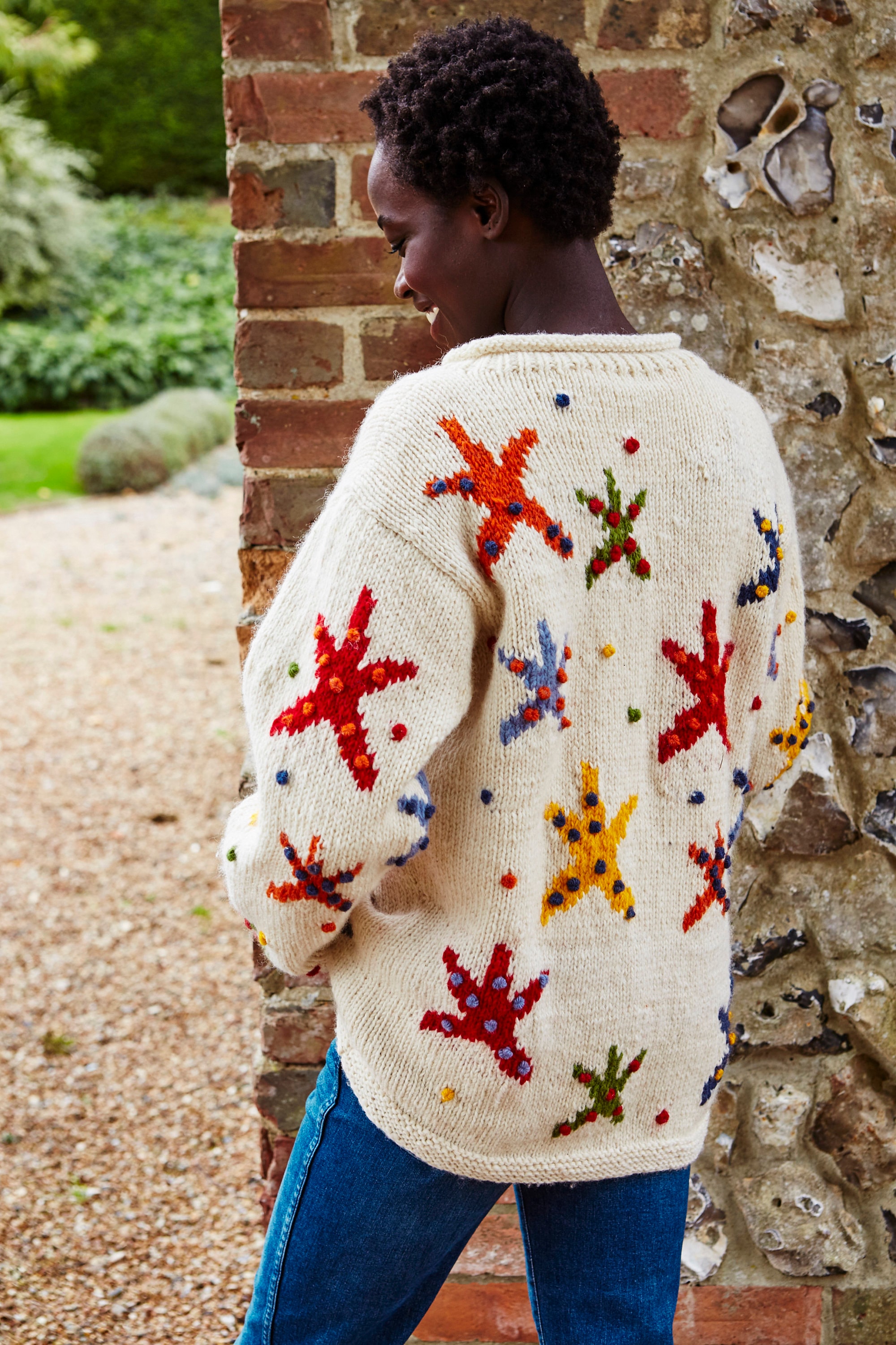 Bright Starfish Sweater - Hand Knitted Jumper - Multicoloured