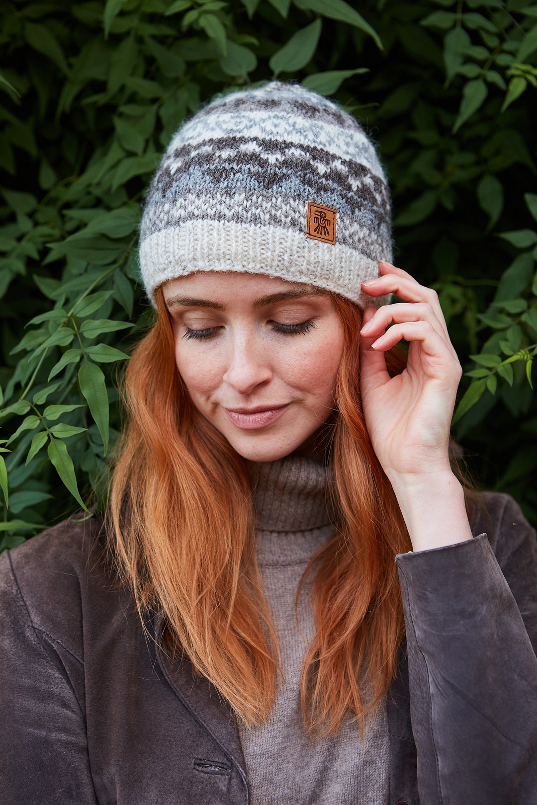 Bonnet Fair Isle Femme, Tricoté Main, 100% Laine, Cosy, Motifs