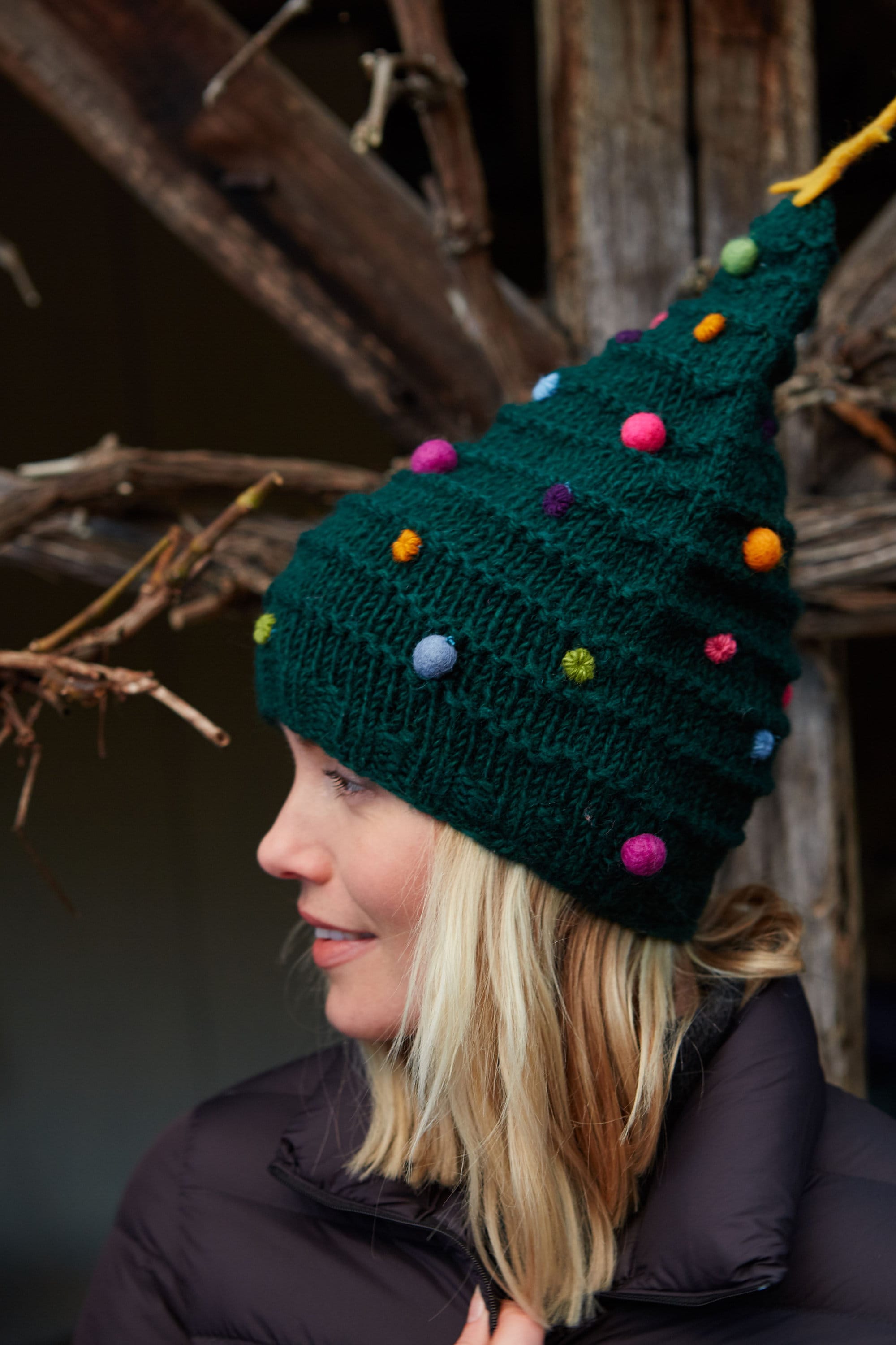 Upcycled Louis Vuitton Hand-Knit Beanie with Christmas tree Beanies are hands down my favorite winter accessory  main image 3