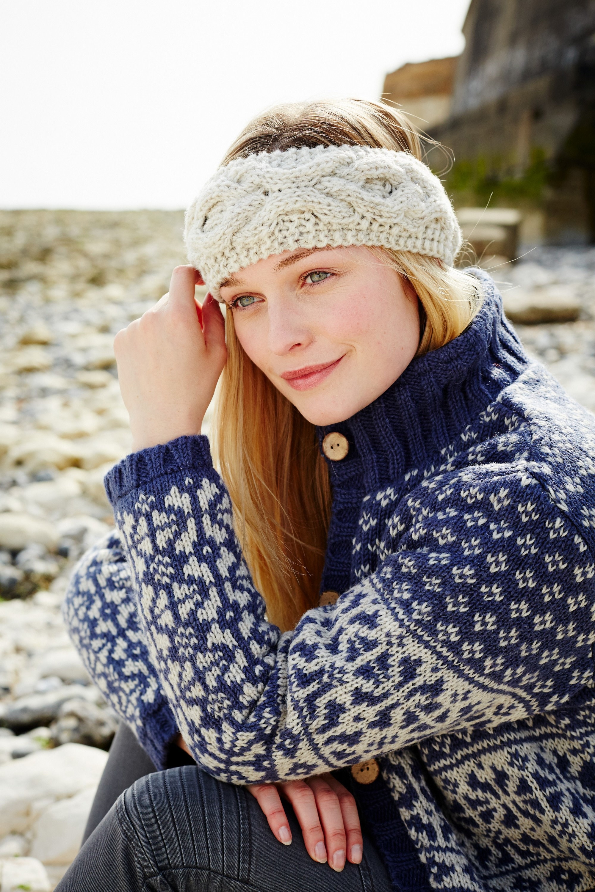 Bandeau en tricot pour femme Bandeau d'hiver chaud Doublure polaire 100 %  laine Cache-oreilles en tricot Aran Tricot torsadé Pachamama -  Canada