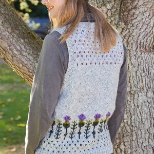 Women's Knitted Thistle Tank Top - Woollen Flower Pull Over - Embroidered - Flower Design - Sustainable Clothing - Fair Trade - Pachamama image 2