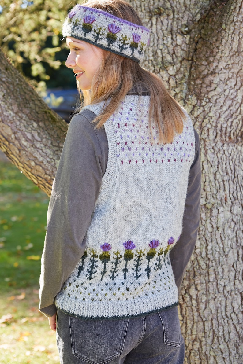 Women's Knitted Thistle Tank Top - Woollen Flower Pull Over - Embroidered - Flower Design - Sustainable Clothing - Fair Trade - Pachamama image 2