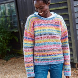 Women's Mohair Rainbow Knit Sweater Multicoloured Jumper Pastel Rainbow Pullover Handmade Super Soft Jumper Fair Trade Pachamama image 7