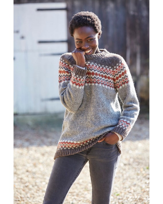 Burgundy fair isle sweater sale