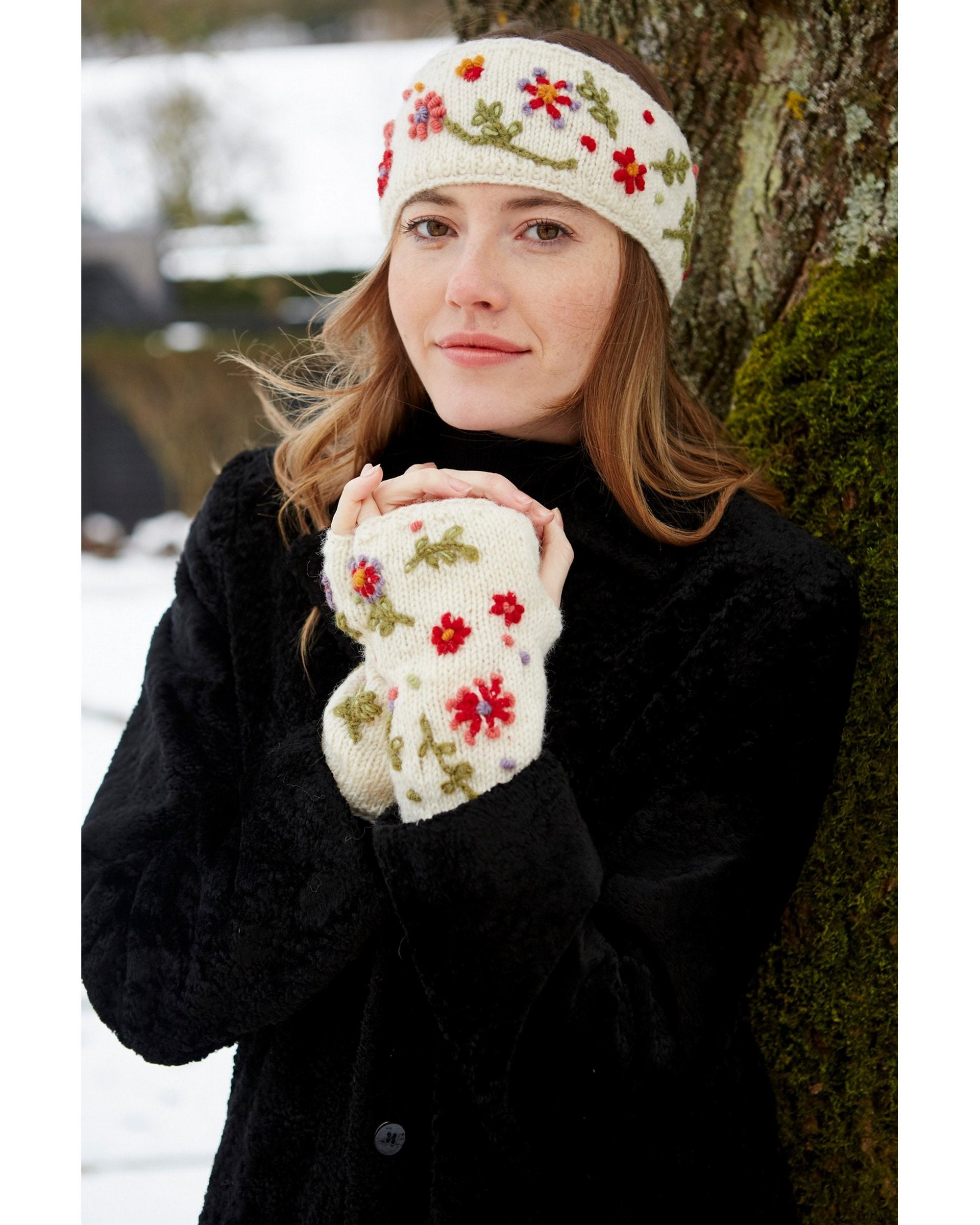 Pachamama Women Wool Beanie Bobble Hat Fleece Lined Handknitted Cable - View #4