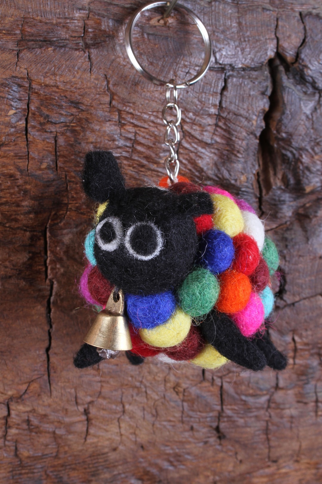 Sheep Felt Keyrings Colourful Bobbly Sheep Keyring Felted by Hand Fun