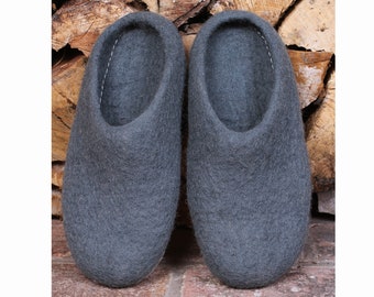Fair Trade Men’s Felt Slippers, Hand Felted Slippers, Men’s Handmade Wool Slippers with Suede Sole, Warm, Toasty, Hygge Scandinavian Style