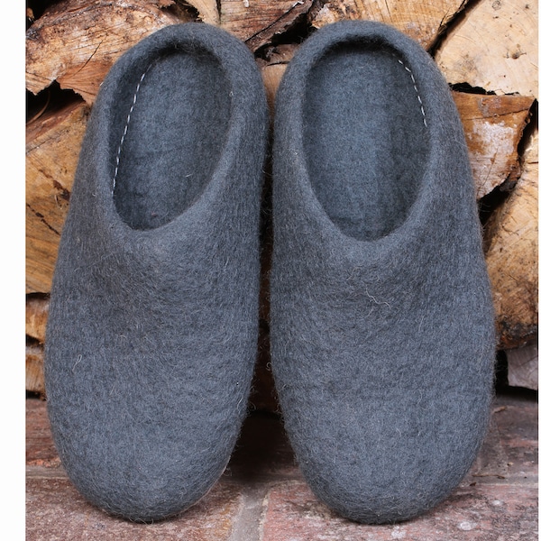 Fair Trade Men’s Felt Slippers, Hand Felted Slippers, Men’s Handmade Wool Slippers with Suede Sole, Warm, Toasty, Hygge Scandinavian Style