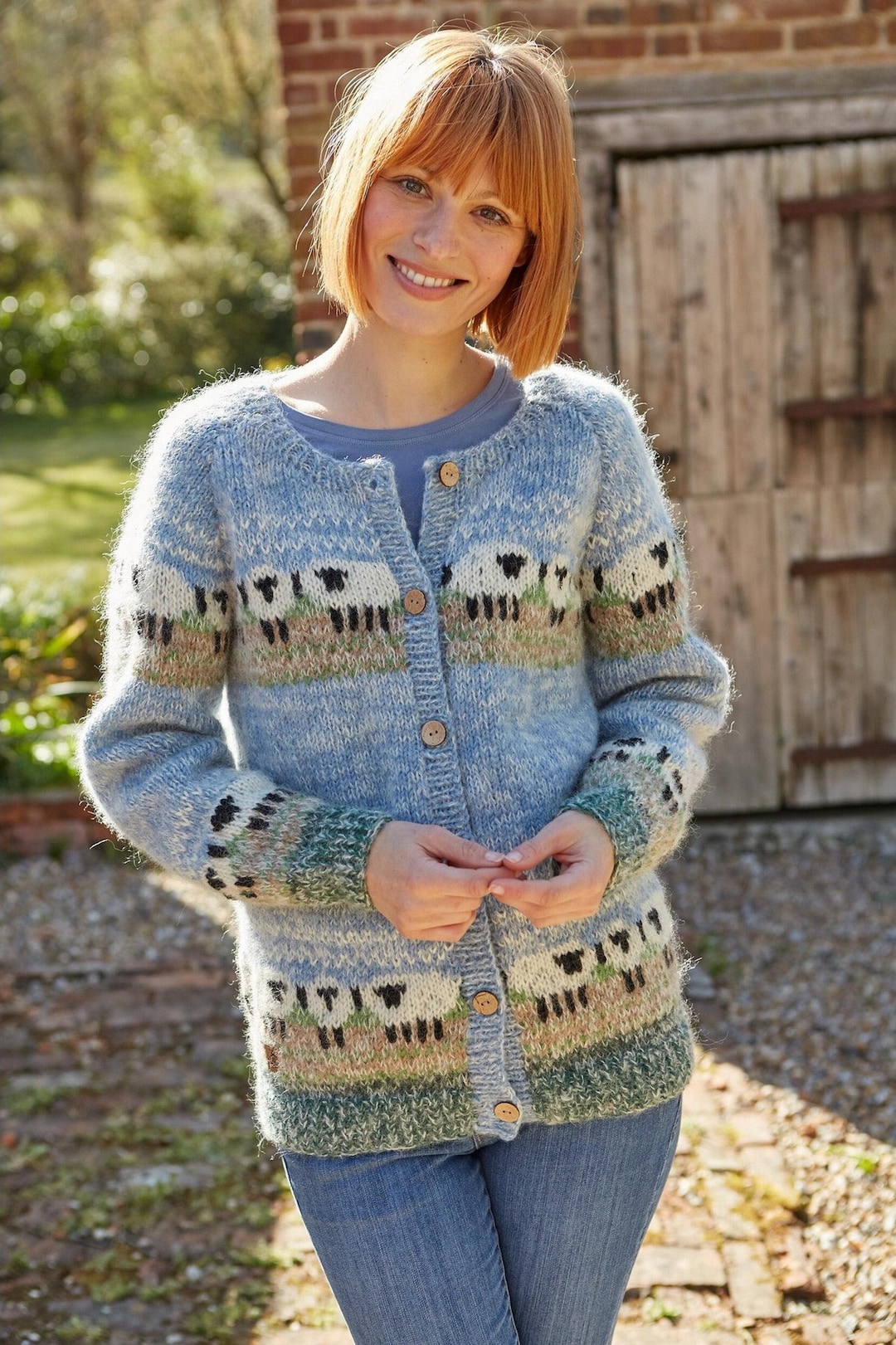 Women's Cosy Sheep Cardigan - Hand Knitted Cardigan - 100% Wool