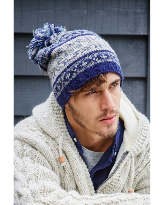 Gorro Invierno Hombre Guantes sin Dedos 100% Lana Punto Fair Isle Comercio  Justo Moda Sostenible Pachamama -  México