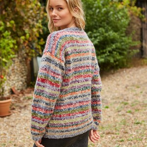 Women's Soft Rainbow Handmade Cardigan Muted Rainbow Cardi Soft Mohair Cardigan Coconut Shell Buttons Pachamama image 3