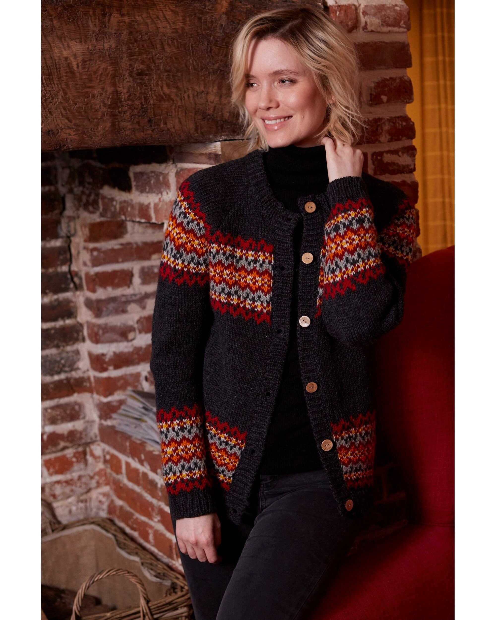 Women's Wool Cardigan 100% Wool Fair Isle Sweater Handknitted Fair Trade  Ethical Clothing Pachamama 