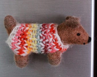 Felt Sausage Dog Fridge Magnet – 100% Wool | Pachamama