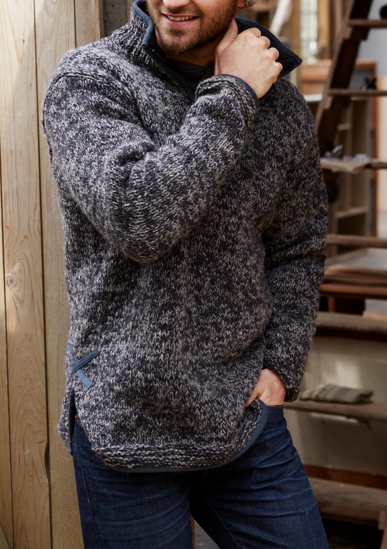 Men's Half Zip Charcoal Sweater - Mens Black Jumper - Mens