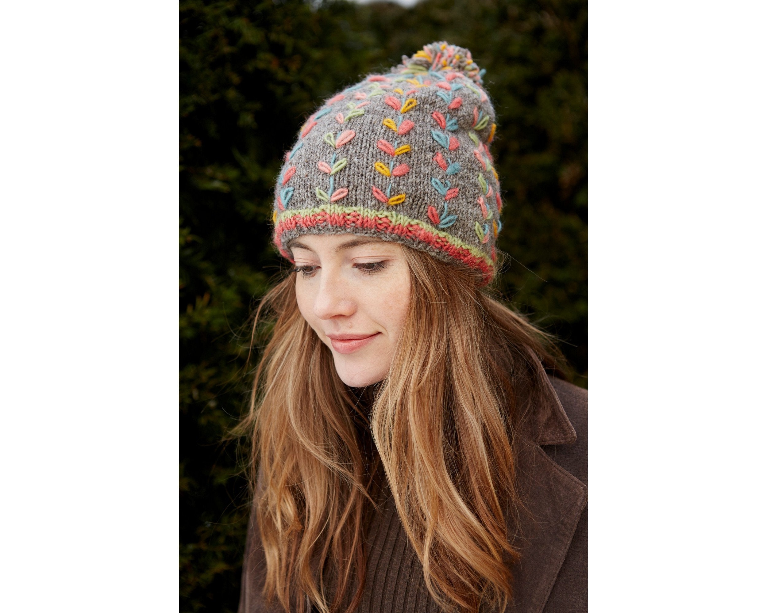 Hand Knitted Bobble Beanie Handmade 