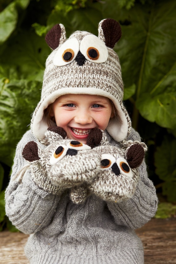 Cappello a forma di gufo per bambini Paraorecchie in pelliccia