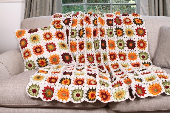 Handmade Crochet Throw 100 Wool Hand Crocheted Multicolour Blanket Granny Squares Cover Ethical Clothing Flower Power Pachamama Etsy